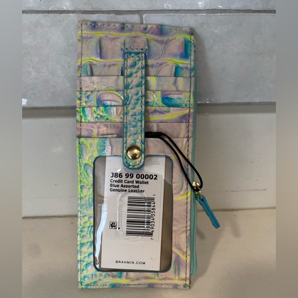 🆕 Brahmin Cotton Candy Ombré Credit Card Wallet Croc Embossed Leather - Picture 2 of 10
